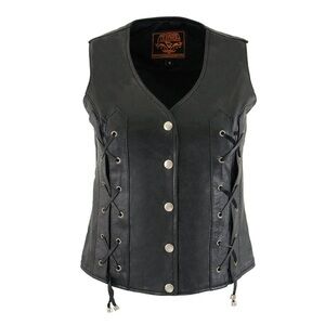 Antelope Creek Black Leather Motorcycle Vest